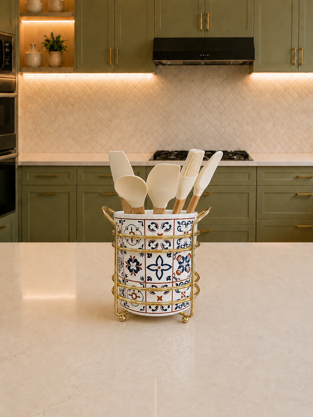 Çeyiz Seti - 105 Düz Kapak 10 Parça Ceramic Desen Mutfak Seti Gold – görsel 4