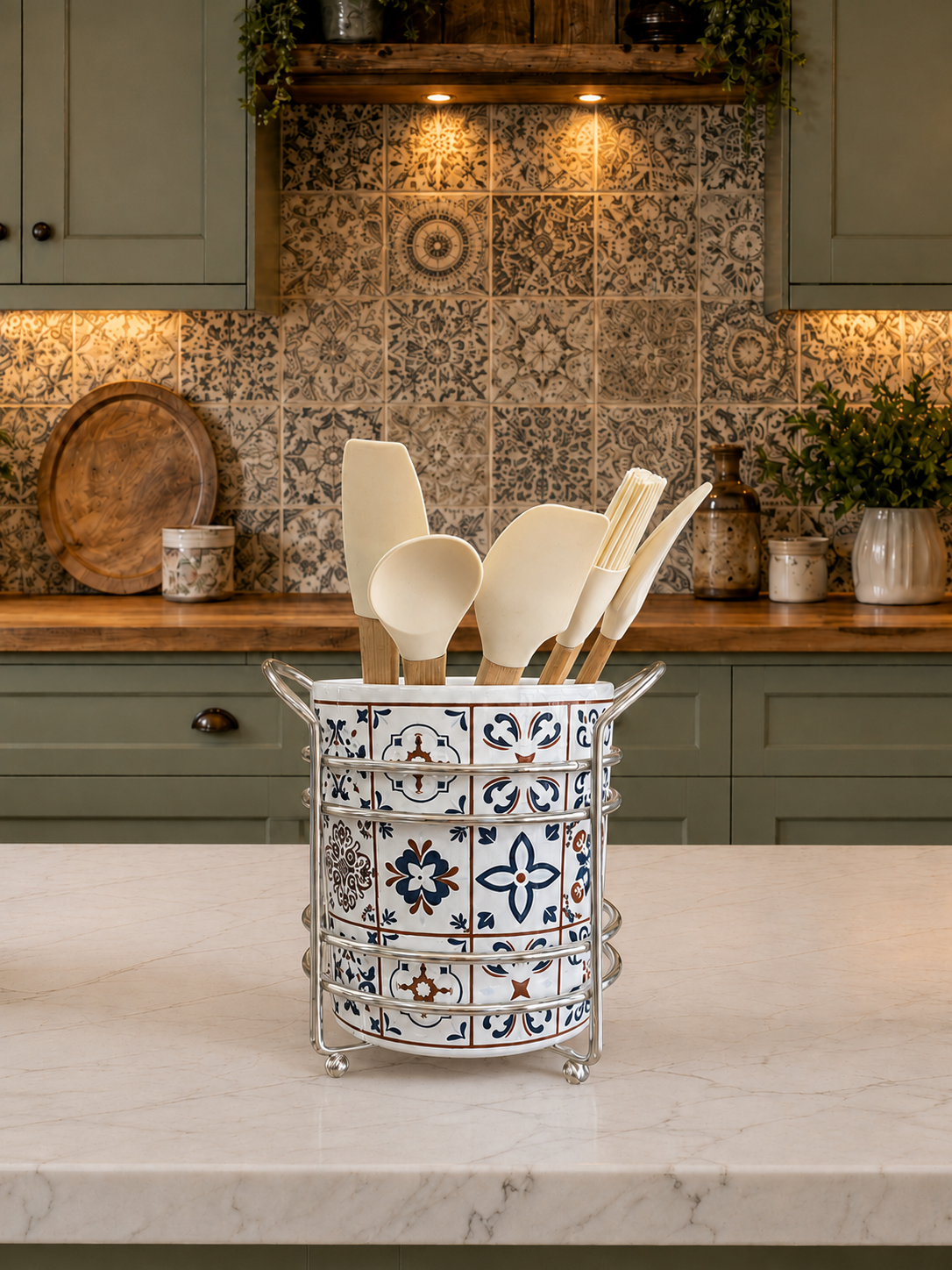 Çeyiz Seti - 105 Düz Kapak 10 Parça Ceramic Desen Mutfak Seti Gümüş – görsel 4