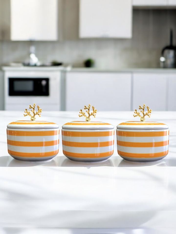 Kahvaltılık - 3'lü Şekerlik Soft Sarı Zebra Gold