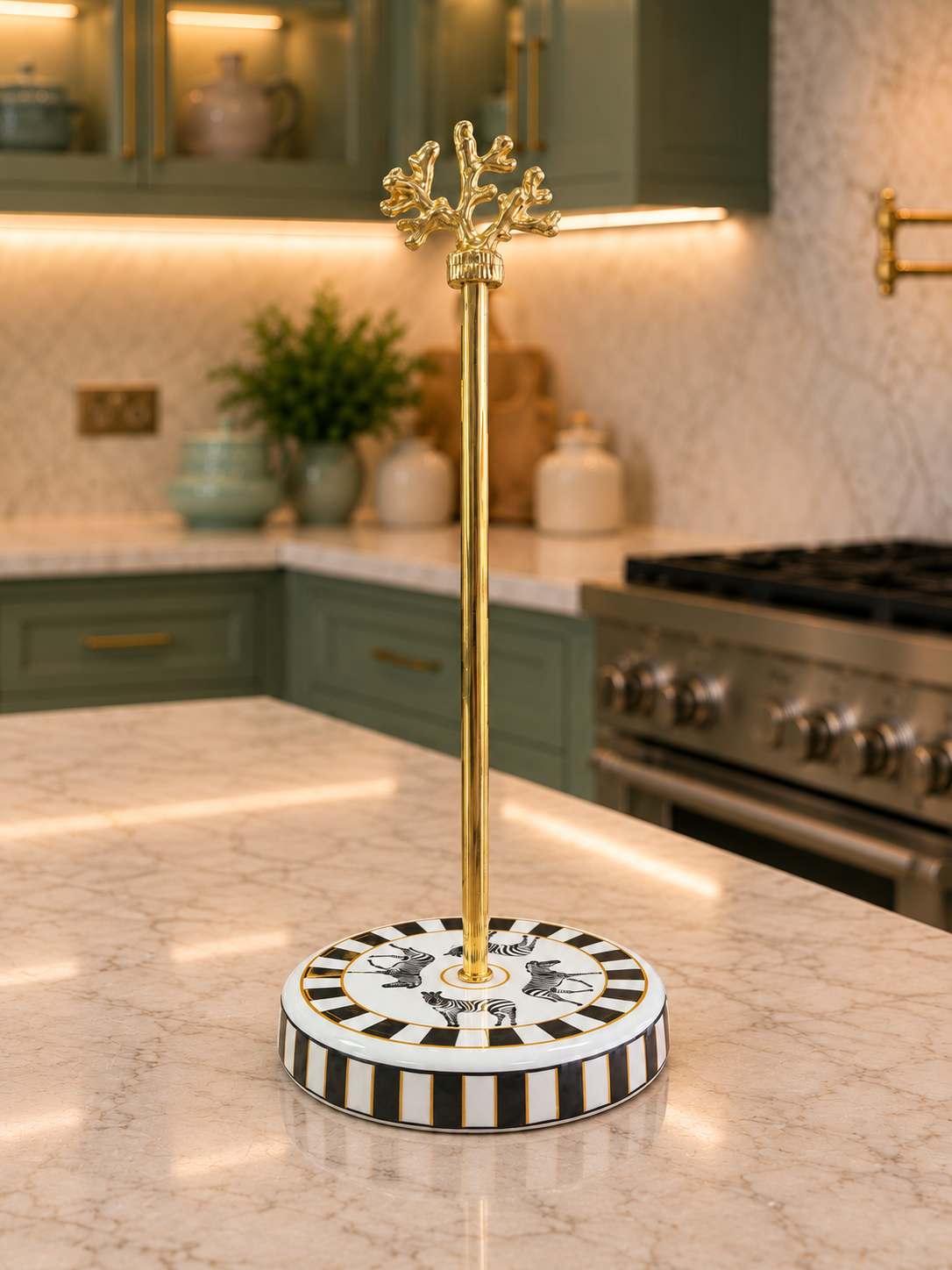 Çeyiz Seti - 105 Düz Kapak 10 Parça Zebra At Mutfak Seti Mercan Gold – görsel 6