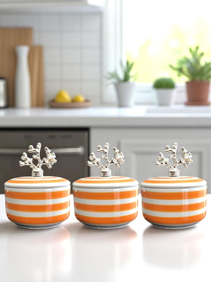 Kahvaltılık - 3'lü Şekerlik Soft Sarı Zebra Gümüş