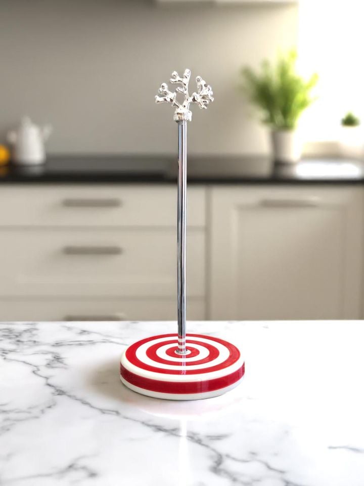 Kağıt Havluluk - Kırmızı Klasik Zebra Gümüş
