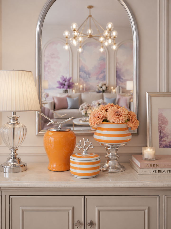 Dekoratif - Salon Seti Soft Sarı Zebra Gümüş