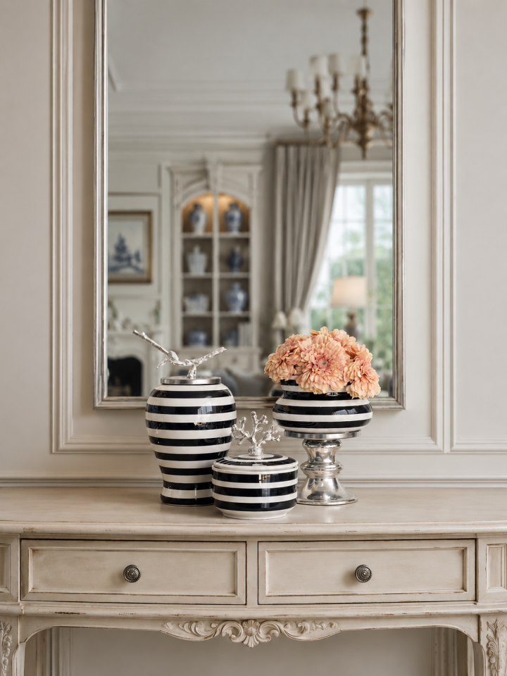 Dekoratif - Salon Seti Full Siyah Zebra Gümüş