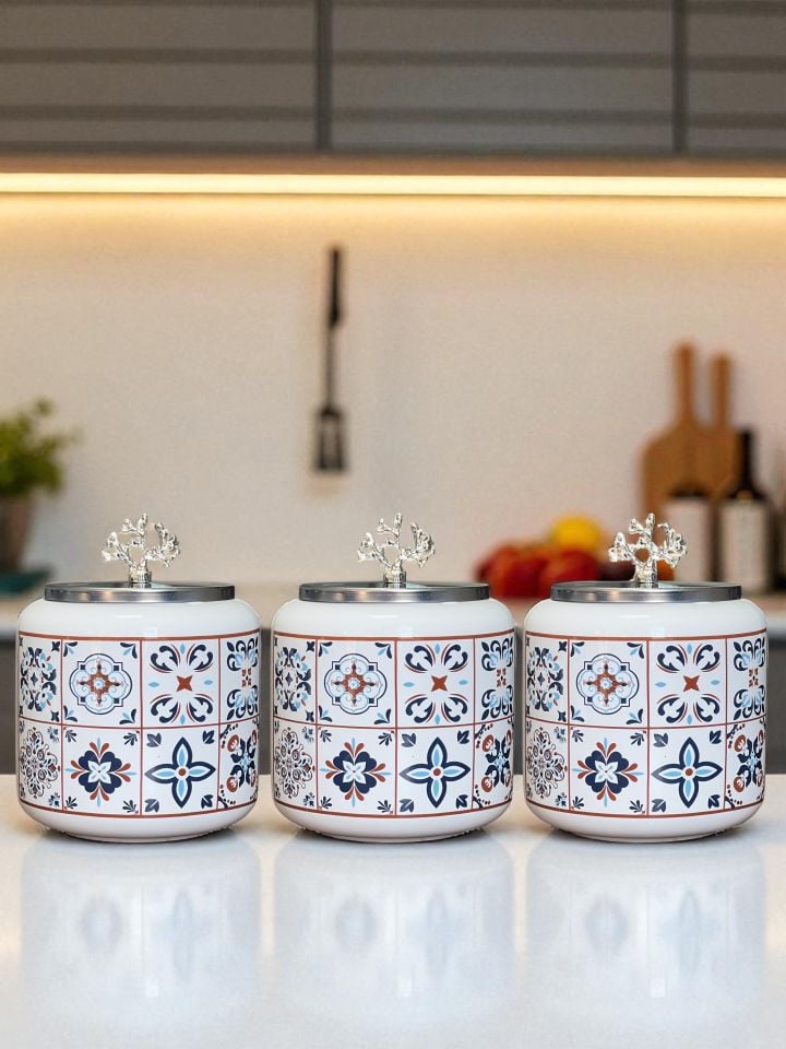 Kahve Köşesi - 1.4 L Ceramic Desenli Baharatlık Gümüş