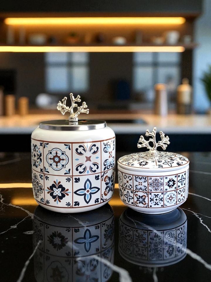 Dekoratif - Ceramic Oval Ceramic Obje Gümüş