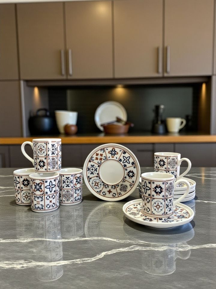 Kahve Fincanı - Porselen 6 Kişilik Ceramic Desen