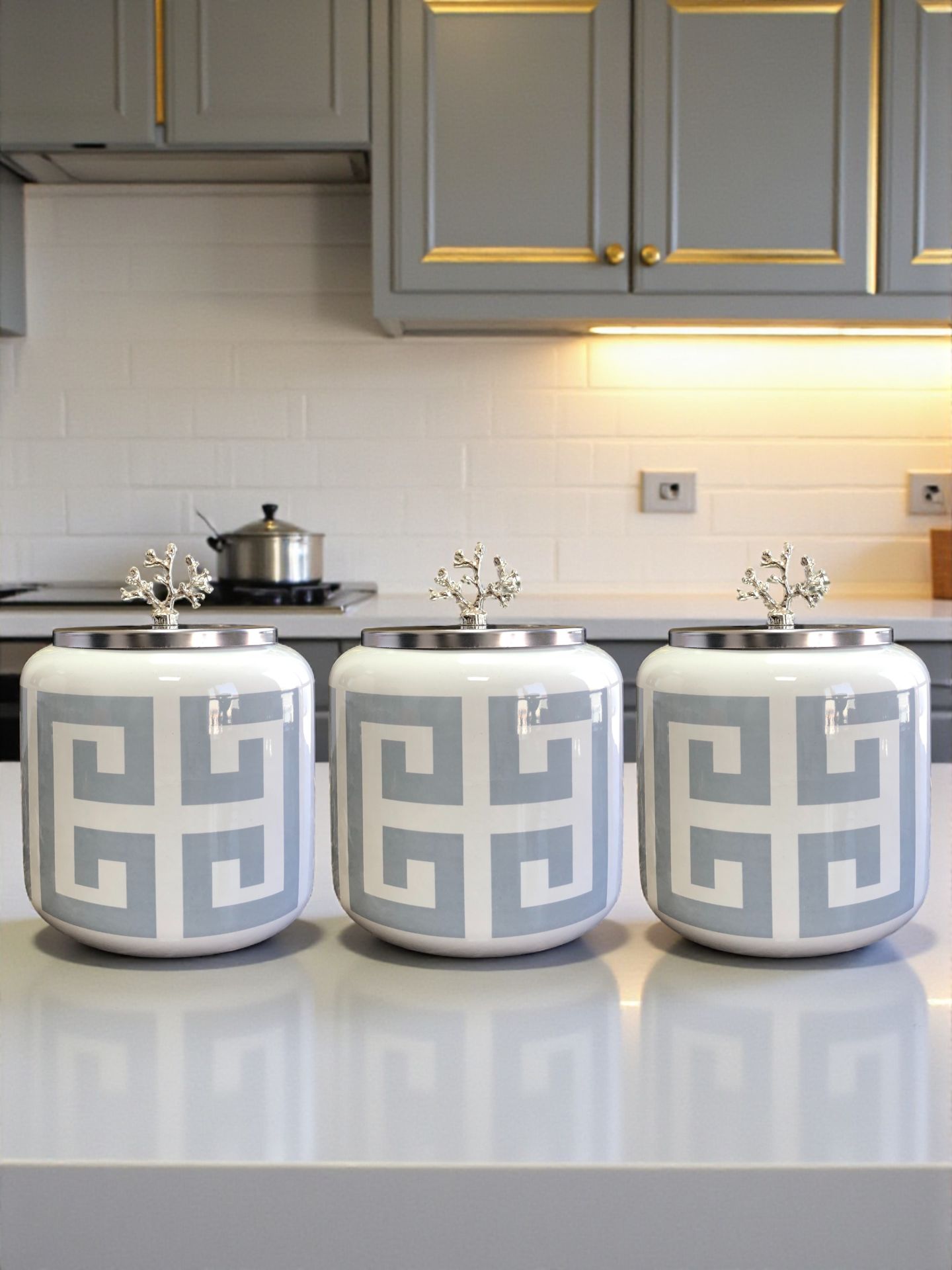 Kahve Köşesi - Gri Versa Desen 1.4 L Baharatlık Gümüş