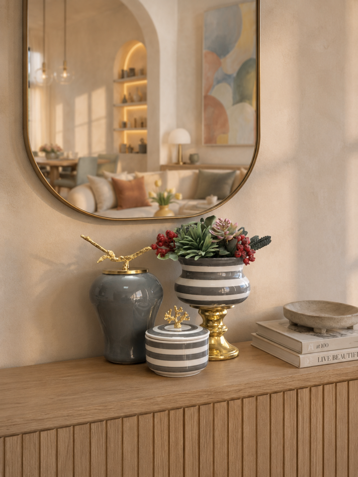 Dekoratif - Salon Seti Gri Zebra Gold