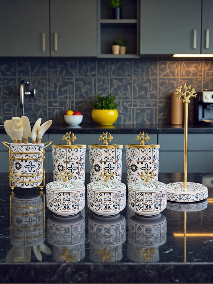 Çeyiz Seti - 103 Ceramic Desen Mutfak Seti Gold