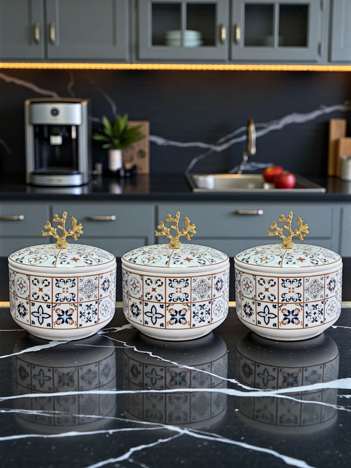 Çeyiz Seti - 103 Ceramic Desen Mutfak Seti Gold