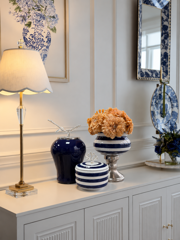 Dekoratif - Salon Seti Lacivert Zebra Gümüş