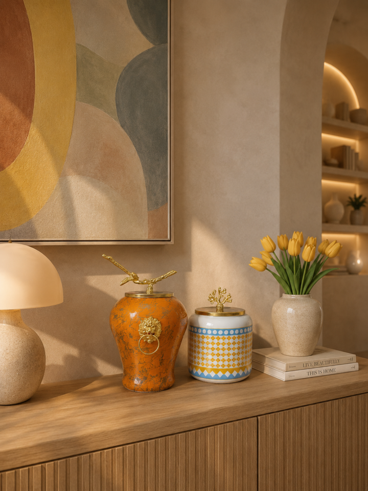 Dekoratif - Soft Sarı Mermer Şah Oval Yonca Gold