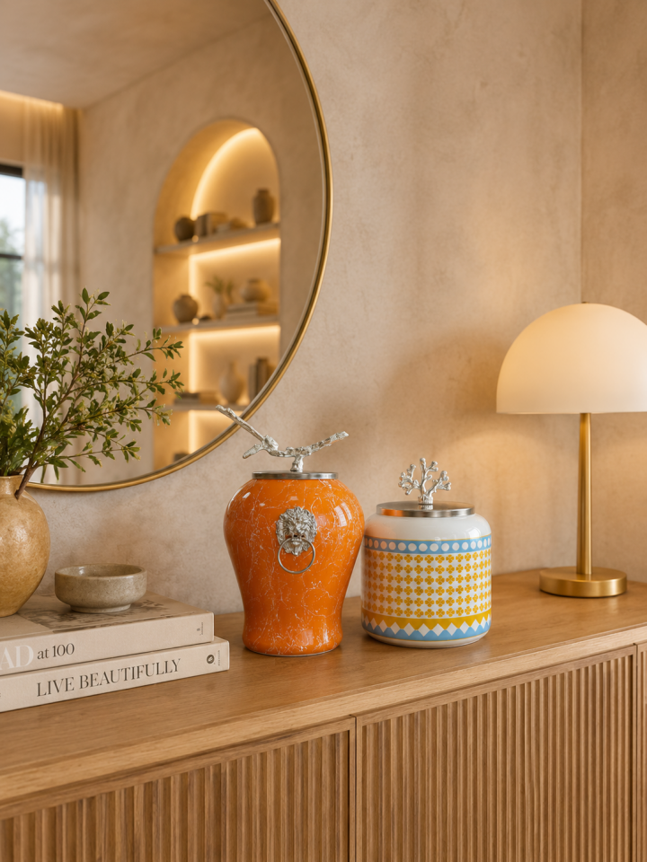 Dekoratif - Soft Sarı Mermer Şah Oval Yonca Gümüş