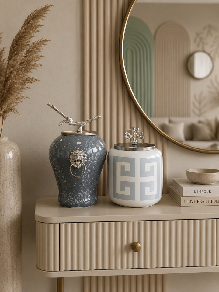 Dekoratif - Gri Mermer Şah Oval Versa Gri Gümüş