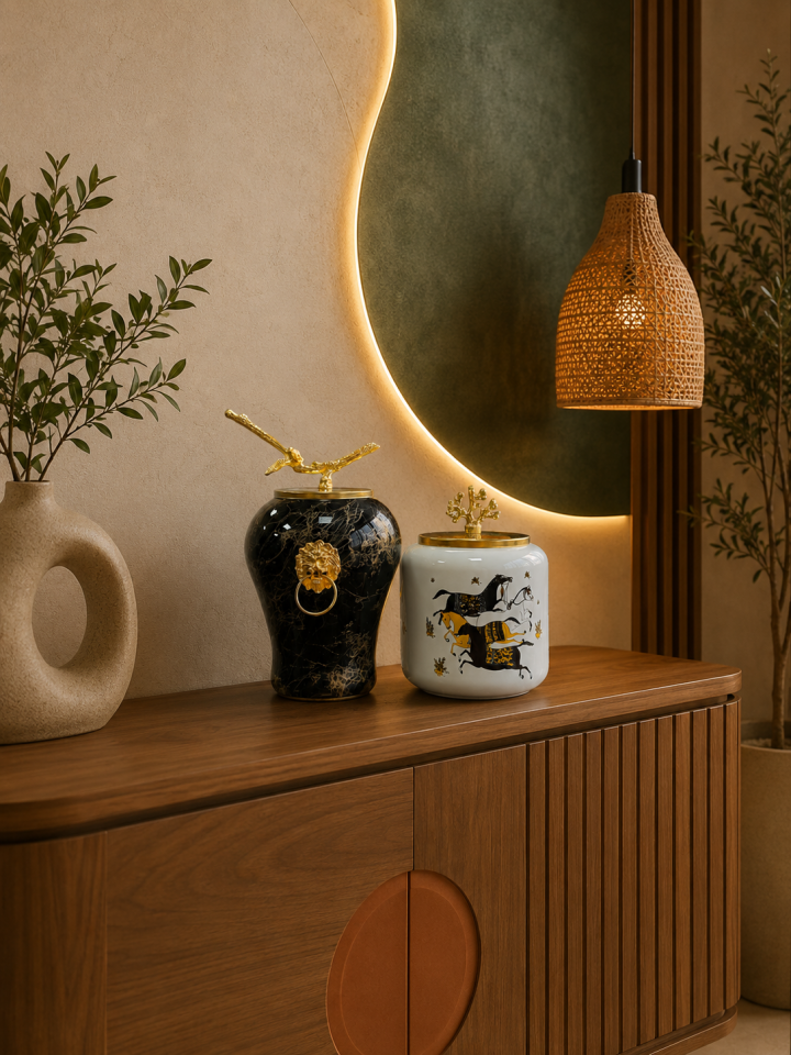 Dekoratif - Siyah Mermer Şah Koyu Herm Oval Gold
