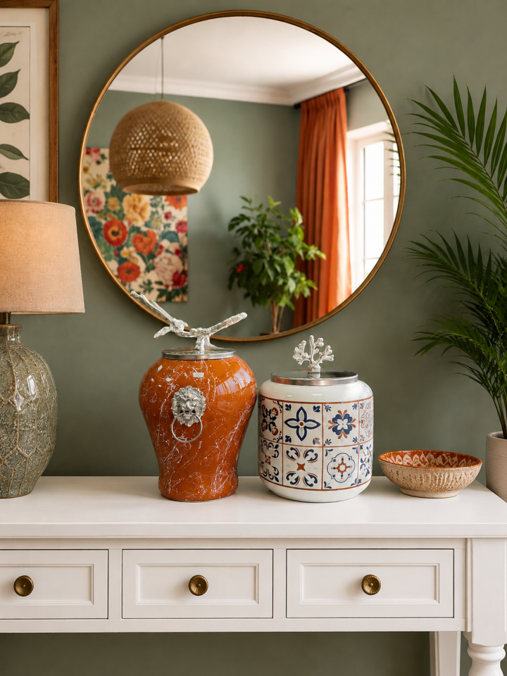 Dekoratif - Kahverengi Mermer Şah Ceramic Oval Gümüş