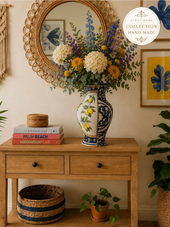 Collection Series Handmade Blue and White Lemon Vase