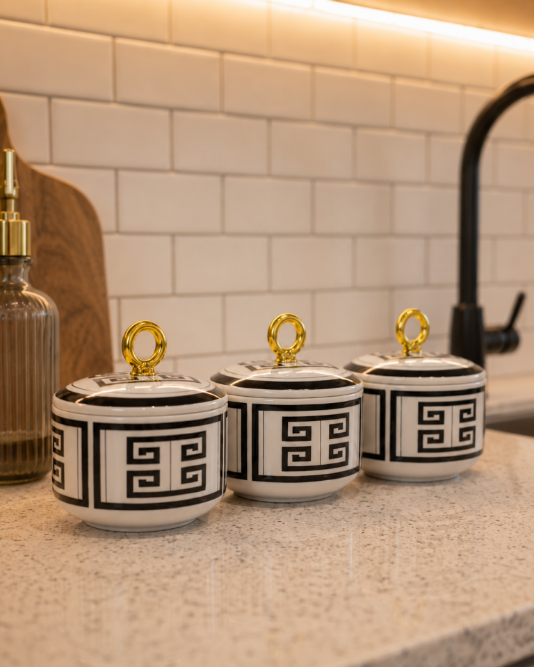 Çeyiz Seti - 10 Parça Versa Desen Siyah Gold