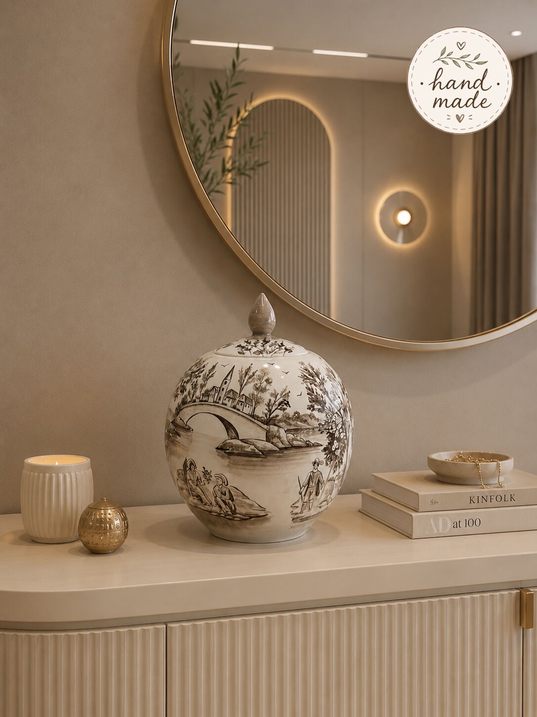 Dekoratif Salon Seti - El Yapımı Black White Landscape – görsel 3